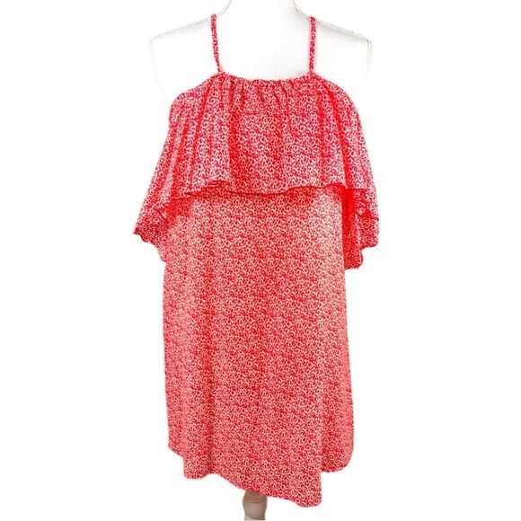 LaRoque Red Spotted Animal Print Flounce Ruffle Halter Mini Dress Women’s Size 4 - Picture 2 of 9